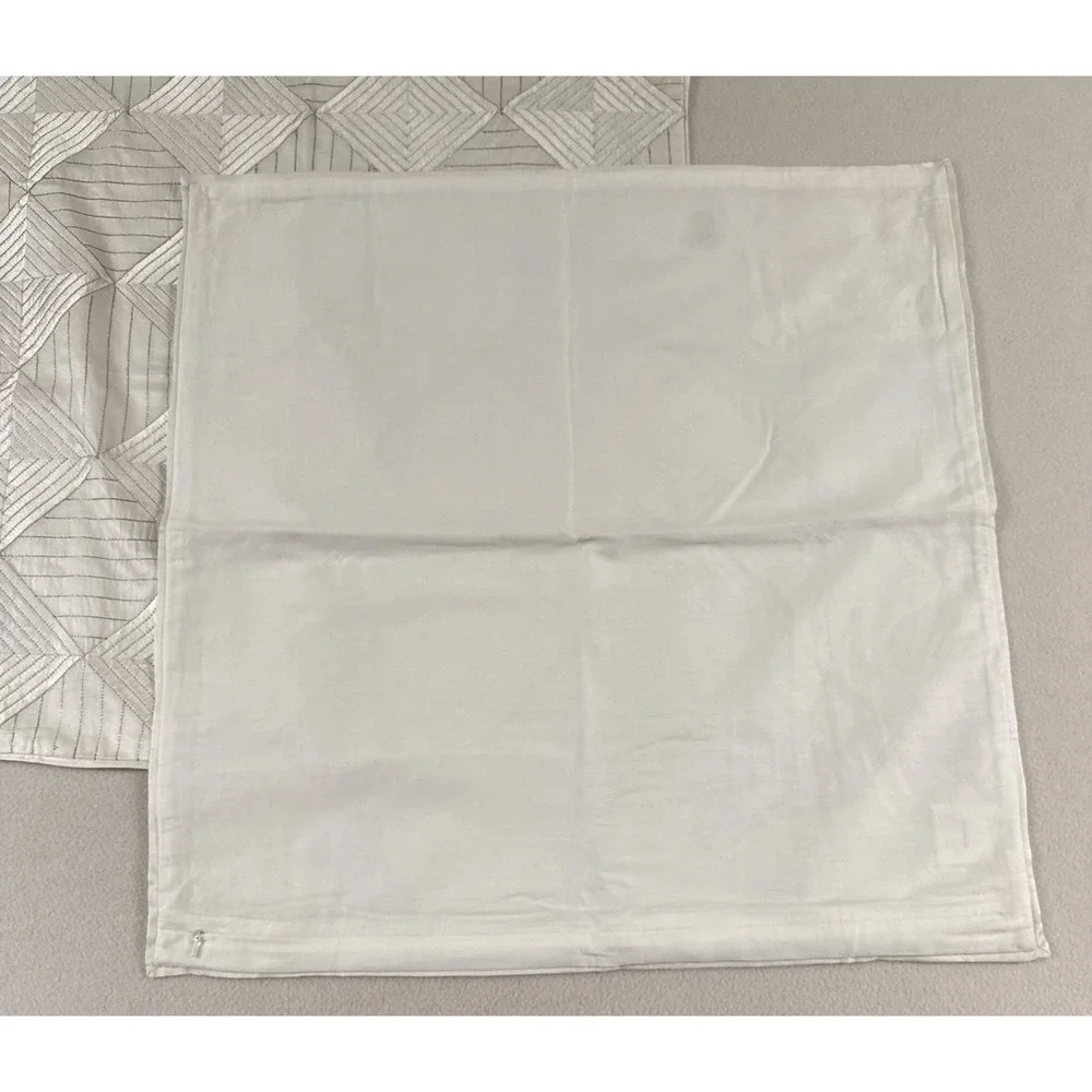 Hotel Collection Euro Shams Finest Bed Linen Embroidered Silver Cotton Silk READ